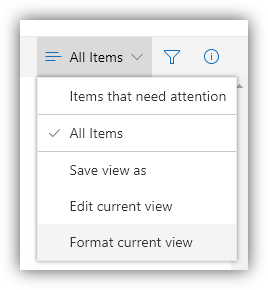 Format view menu