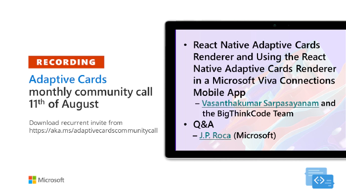 Adaptive Cards community call – August 2022