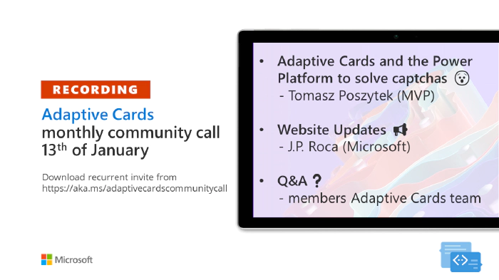 Adaptive Cards community call – January 2022