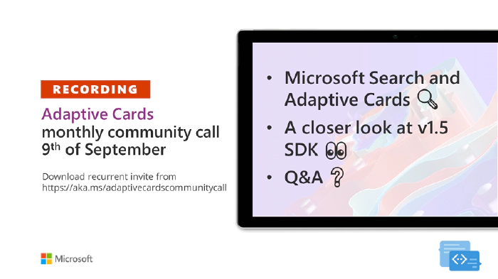 Adaptive Cards community call -- September 2021