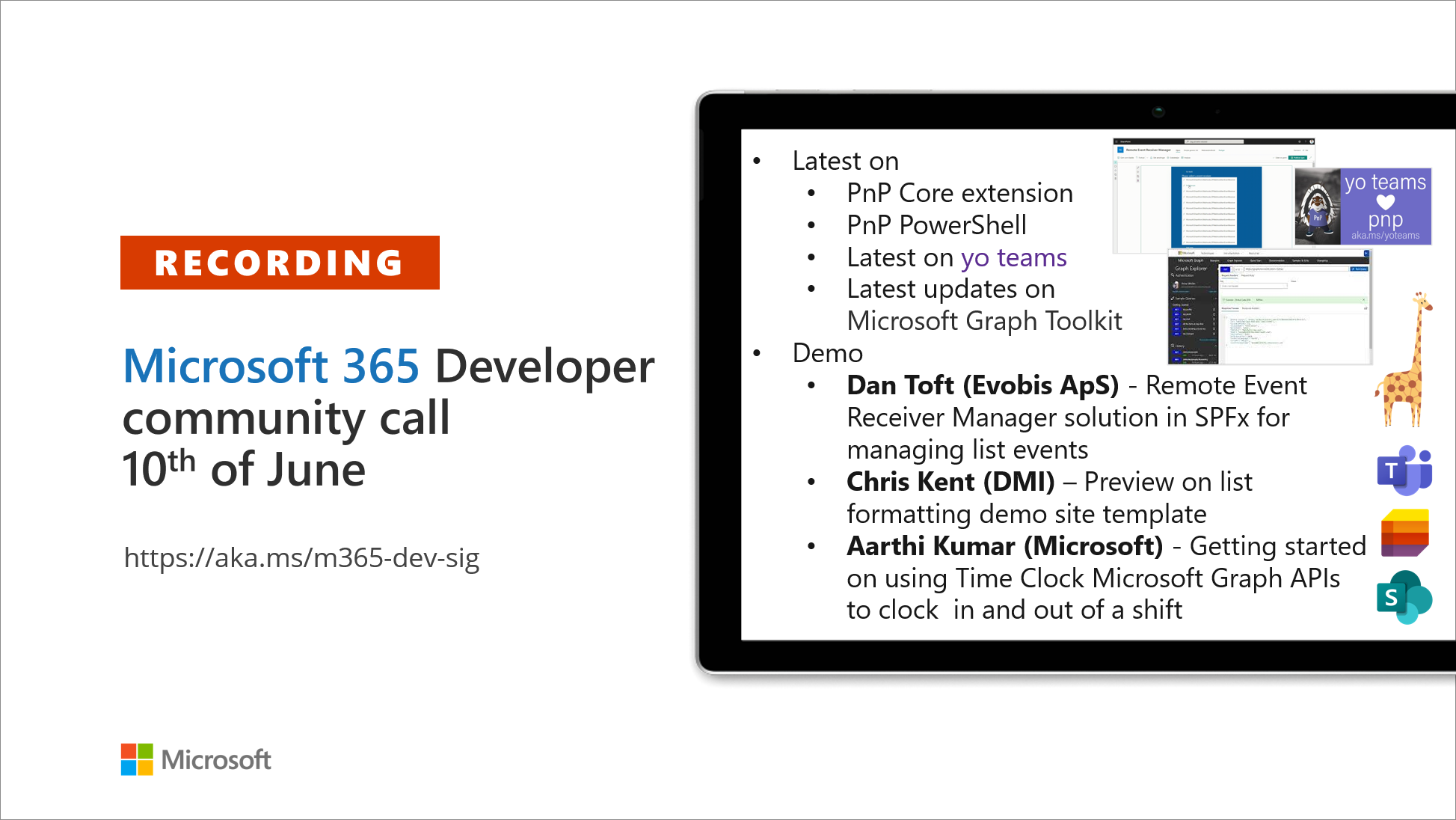 Microsoft 365 Developer Community Call recording -- 10th of June, 2021