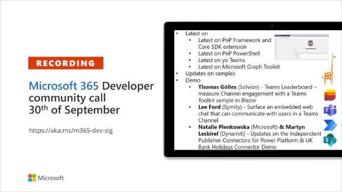 Microsoft 365 Developer Community Call recording -- 30th of September, 2021