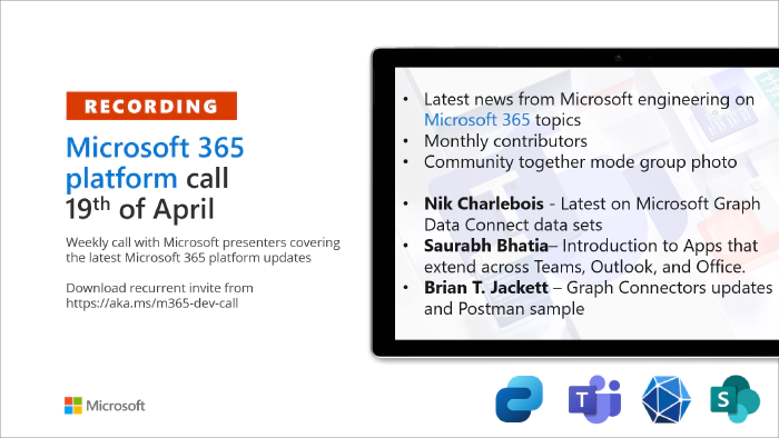 Microsoft 365 Platform Community Call - 19th of April, 2022