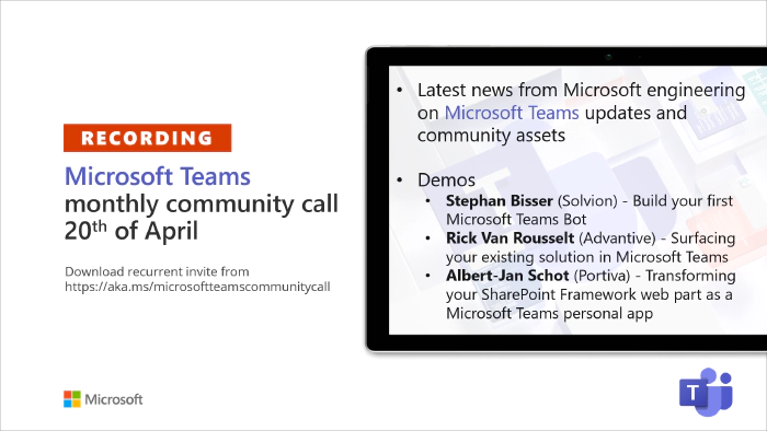 Microsoft Teams Community Call - April 2021
