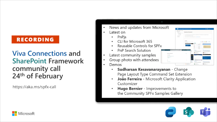 Viva Connections & SharePoint Framework Community Call – 24th of February, 2022