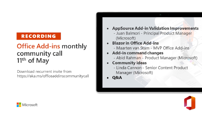 Office Add-ins community call – May 11, 2022