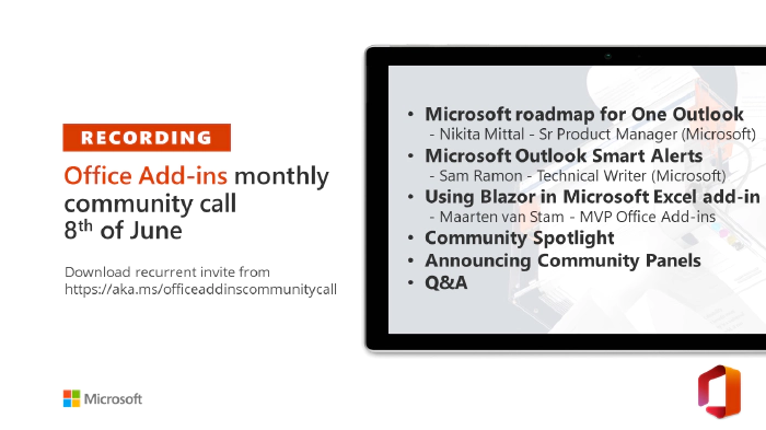 Office Add-ins community call – June 8, 2022