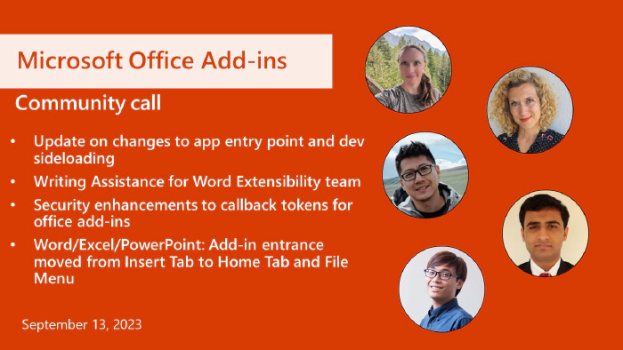 Office Add-ins developer platform community call – September 13, 2023
