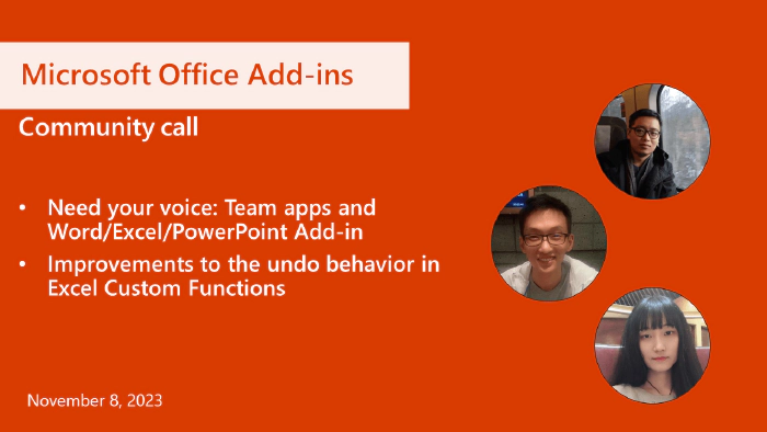 Office Add-ins developer platform community call – November 8, 2023
