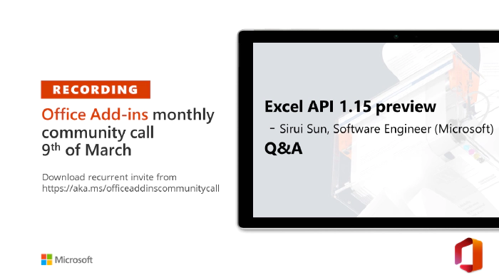 Office Add-ins community call – March 9, 2022