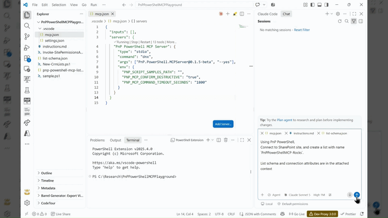 Connect to SharePoint site and create a list