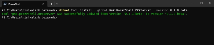 Installing the PnP PowerShell MCP Server as a .NET global tool
