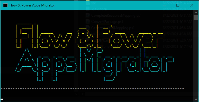 The Flow and Power App Migrator splash screen