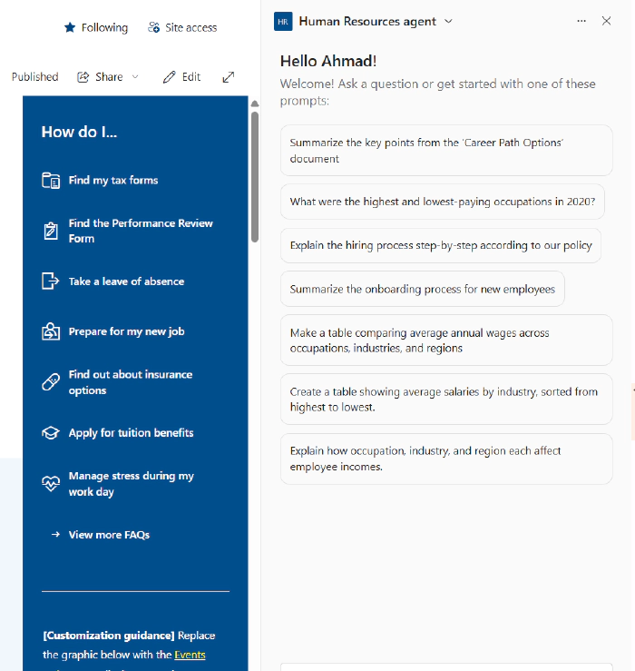 picture of agent configuration view with extended starter prompts