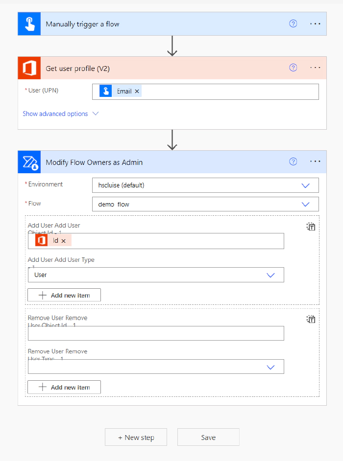 add/remove owners of a flow with Power Automate