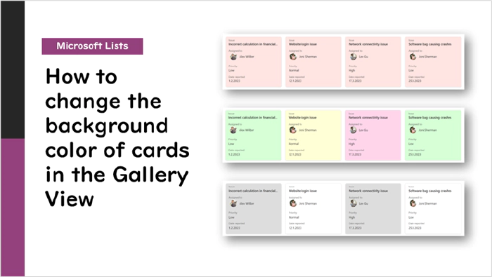 Microsoft Lists: How to change the background color of cards in the Gallery View