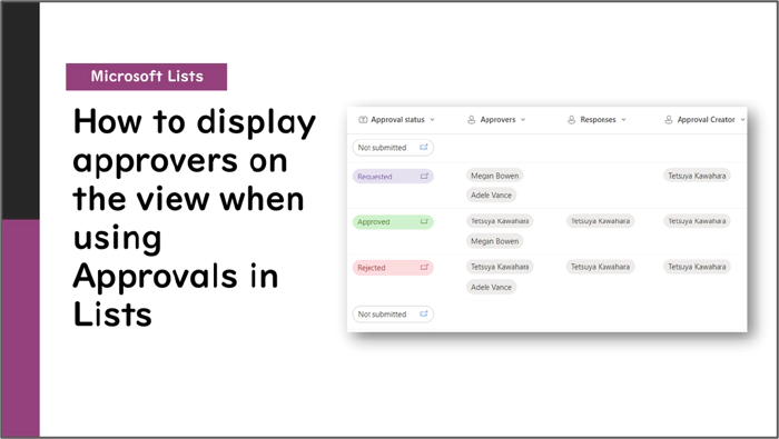 Microsoft Lists: How to display approvers on the view when using Approvals in Lists