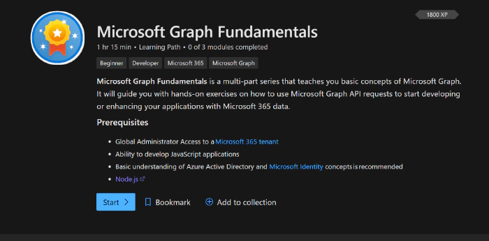 Microsoft Graph Fundamentals learning path -- Module 1