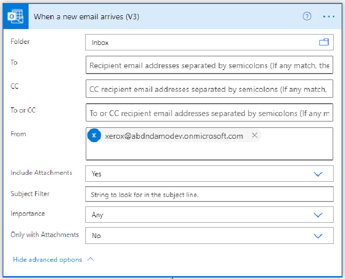 Save an email attachment to a custom path with Power Automate