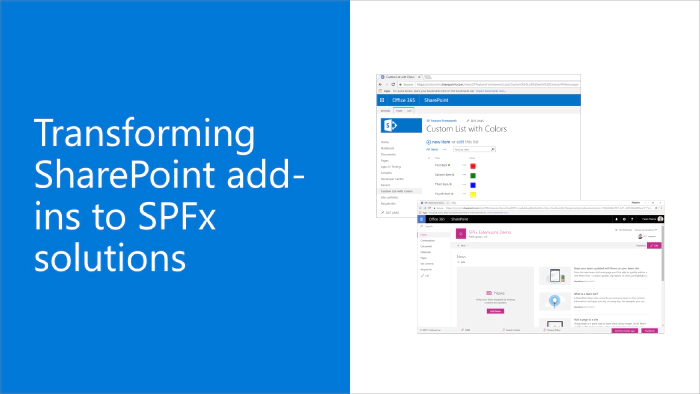 Transforming SharePoint add-ins to SPFx solutions