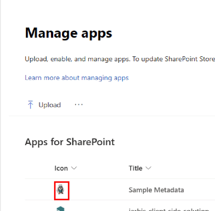 Icon in manage apps
