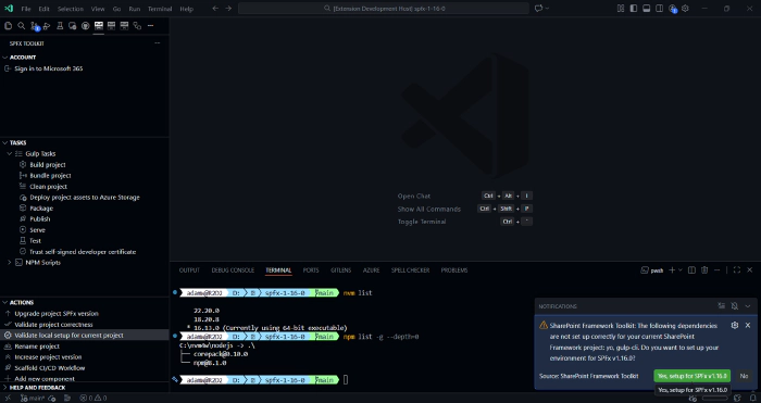 Validate local setup for current project