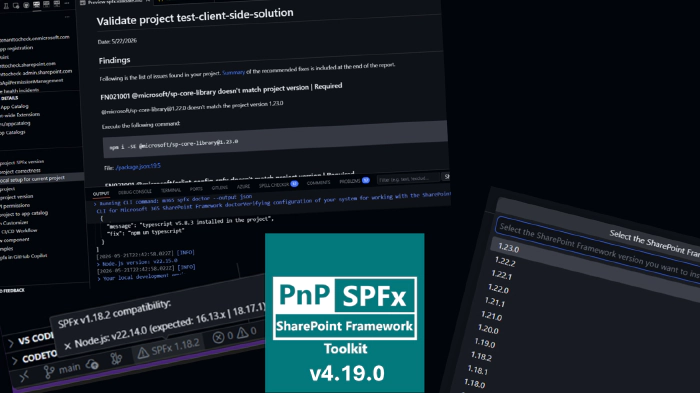 SharePoint Framework Toolkit v4.19.0 minor release SharePoint Framework Toolkit v4.19.0 minor release