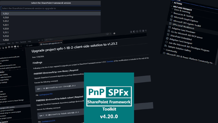 SharePoint Framework Toolkit v4.20.0 minor release