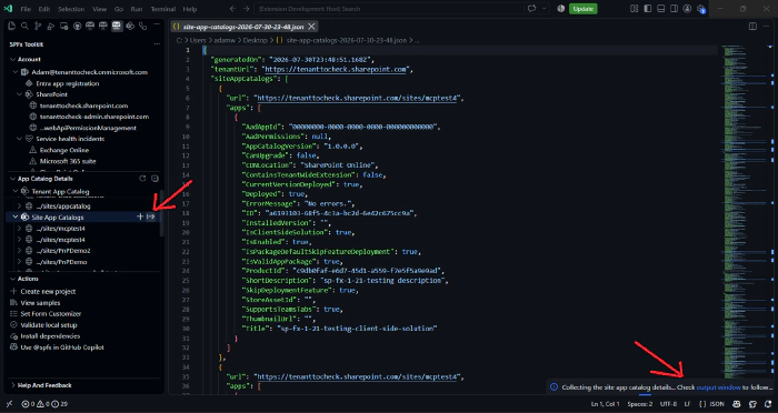 Export site level app catalogs with apps