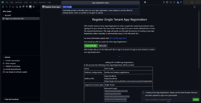 Set a name for an app registration