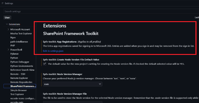 New settings to store multiple app registrations