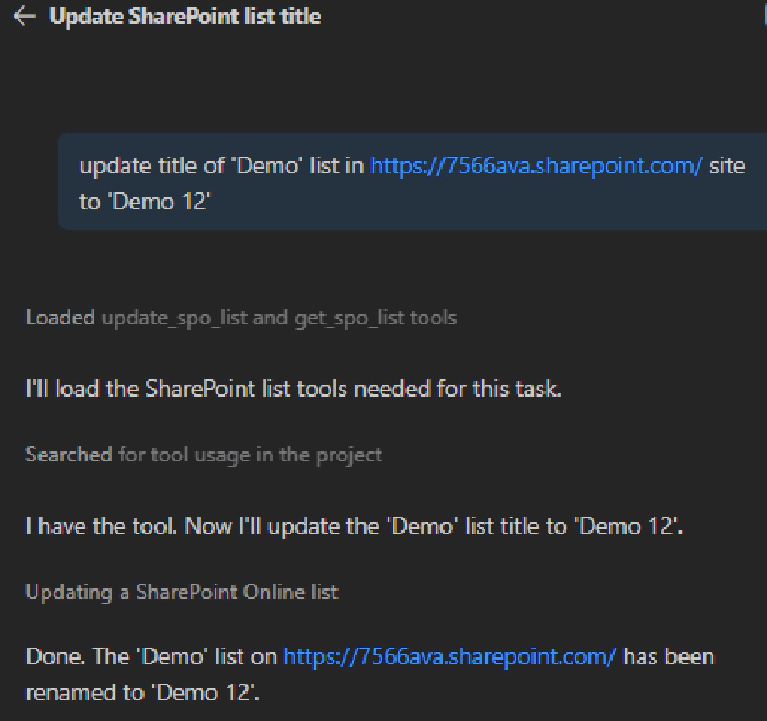 Update SharePoint list using SPFx Toolkit Copilot tool