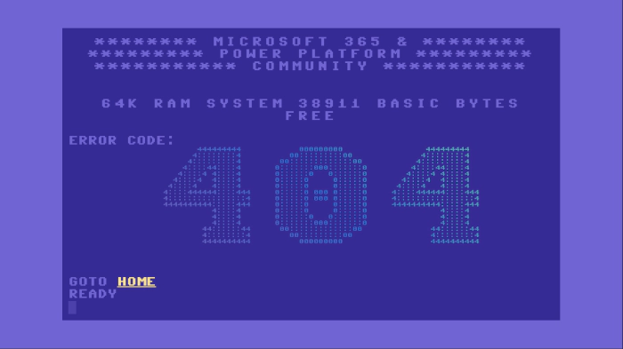 &ldquo;The new 404 page of pnp.github.io a playful rememberance to C64 computers