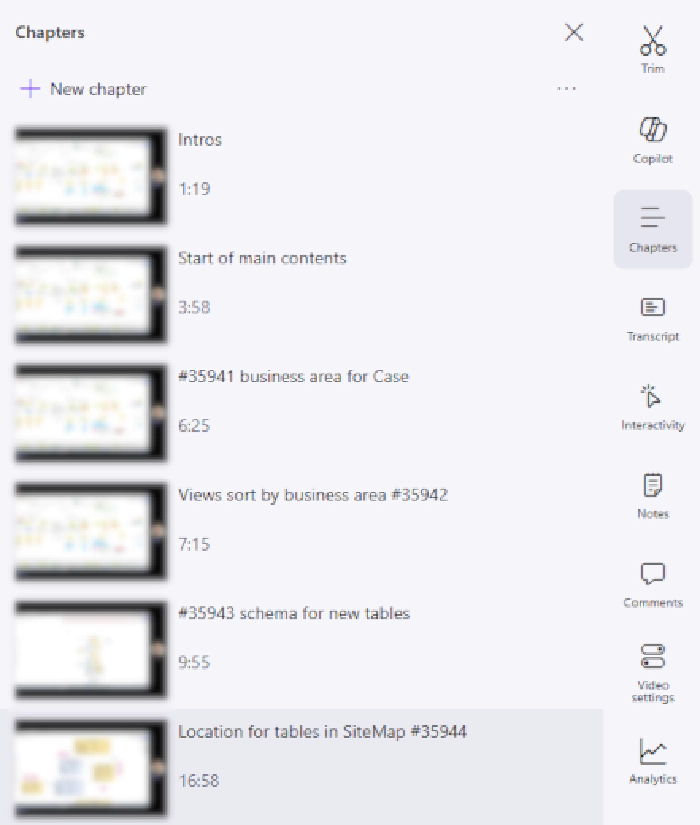 Chapters with user stories