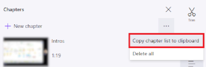 Copy the chapters to the clipboard
