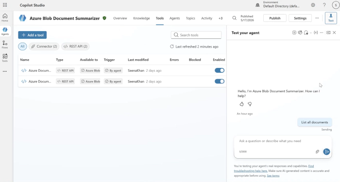 Screenshot of the sample