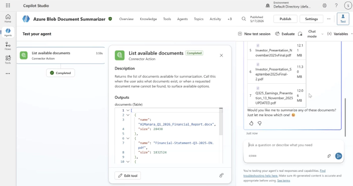Screenshot of the sample