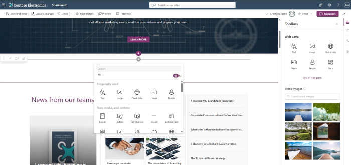 Modern edit site page