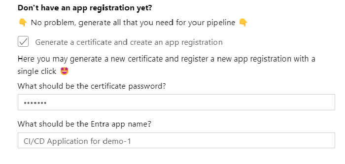 Generate app registration