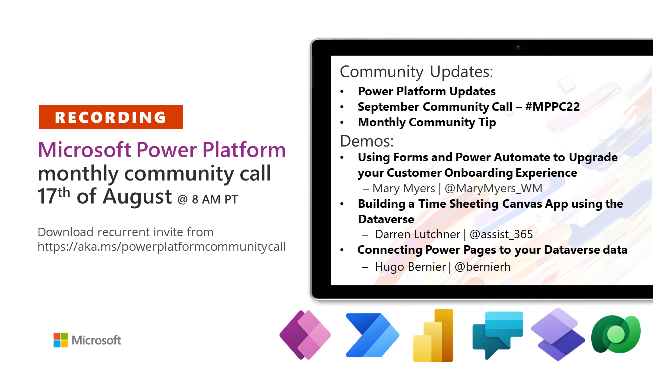 Join the #PowerAppsCC Community Call Wenesday at 8 - Power Platform  Community