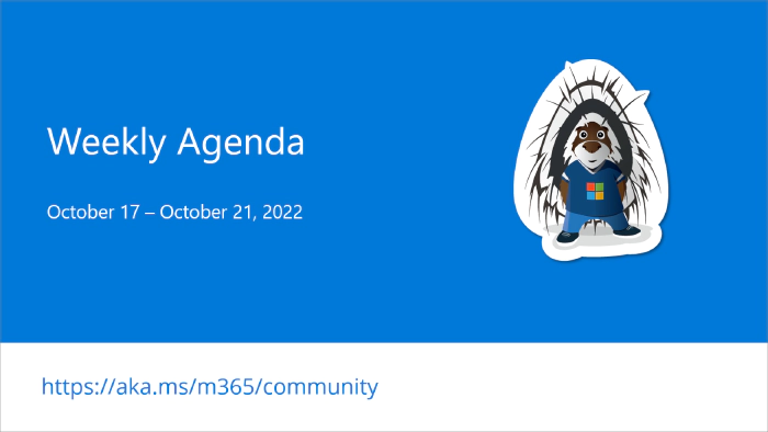 Weekly Agenda - 17th of October 2022 week