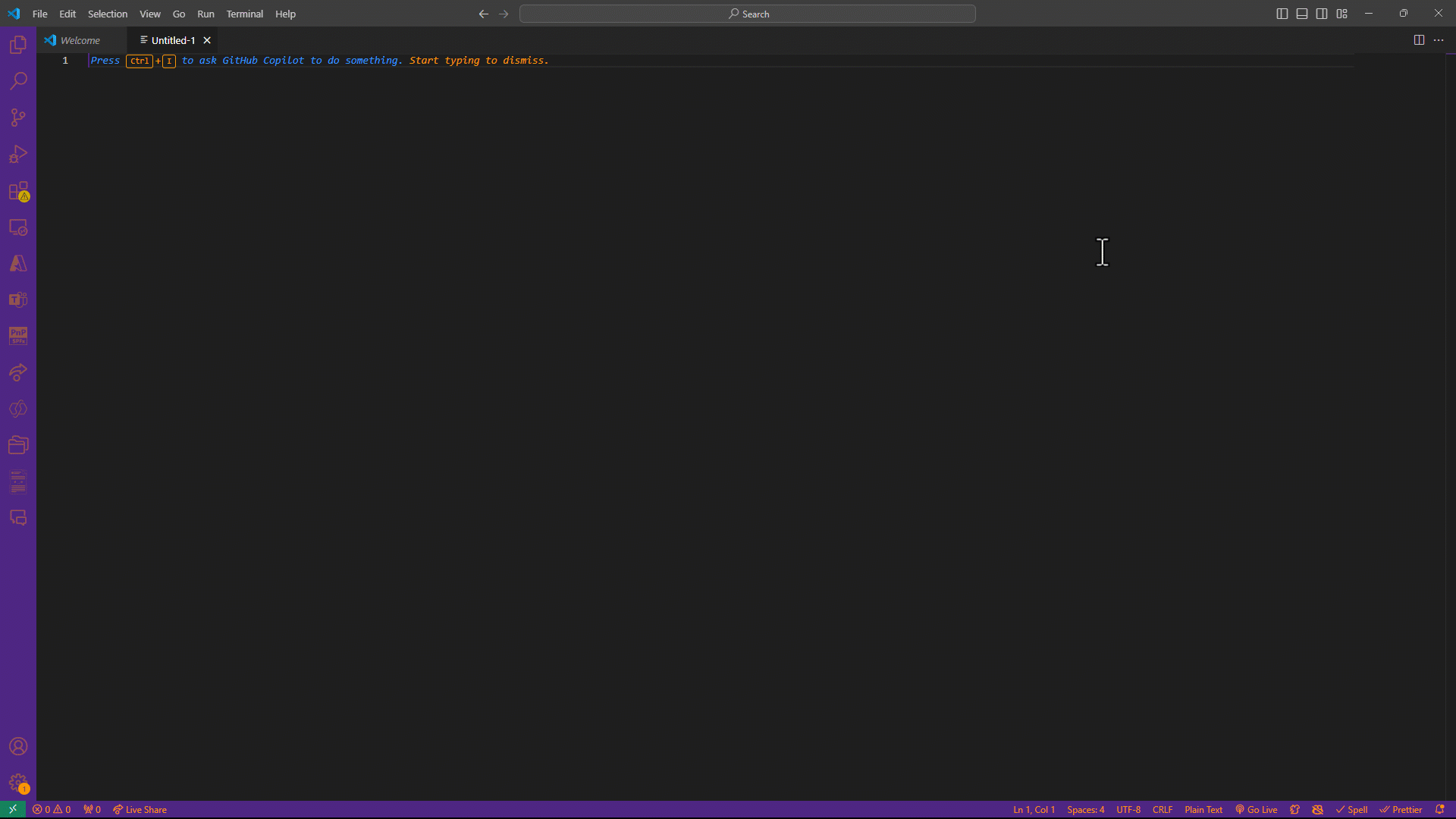 GitHub Copilot interface in Visual Studio Code showing an extended prompt. The prompt asks: 'Can you write PowerFx code to create a new record in Power Apps? I need to add a new record to a data source named EmployeeData. The new record should include fields for Name, Position, and HireDate, and these values will be entered through text input controls (TextInput_Name, TextInput_Position) and a date picker (DatePicker_HireDate).' Options for interacting with the Copilot suggestion, like accept, discard, and further actions, are visible on the right.