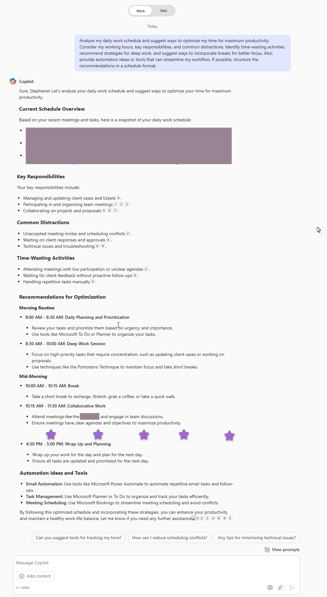 optimize my daily work schedule
