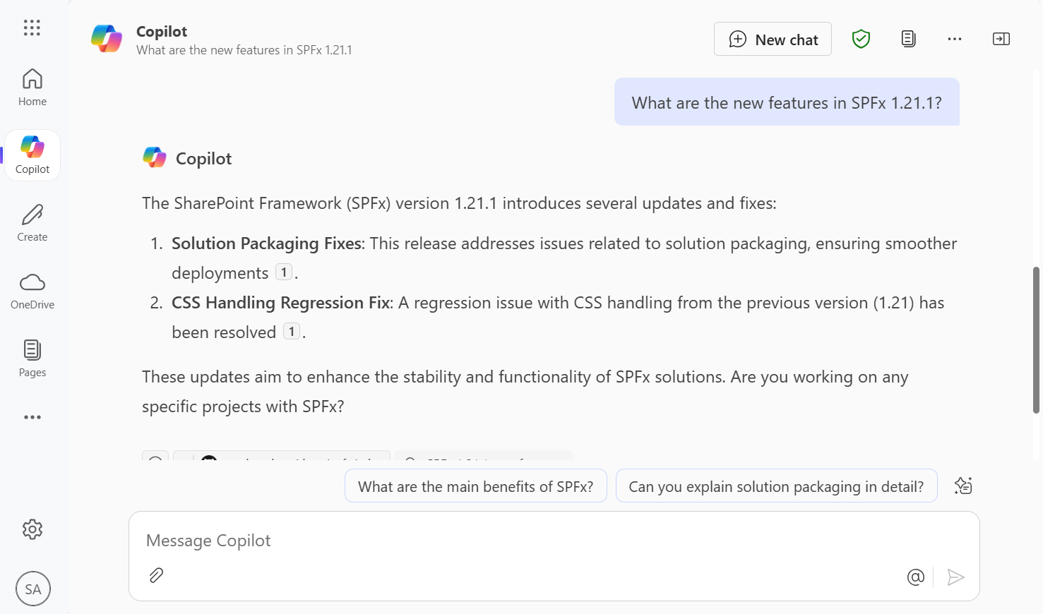 Demo of what are the new features/update in SPFx 1.21.1