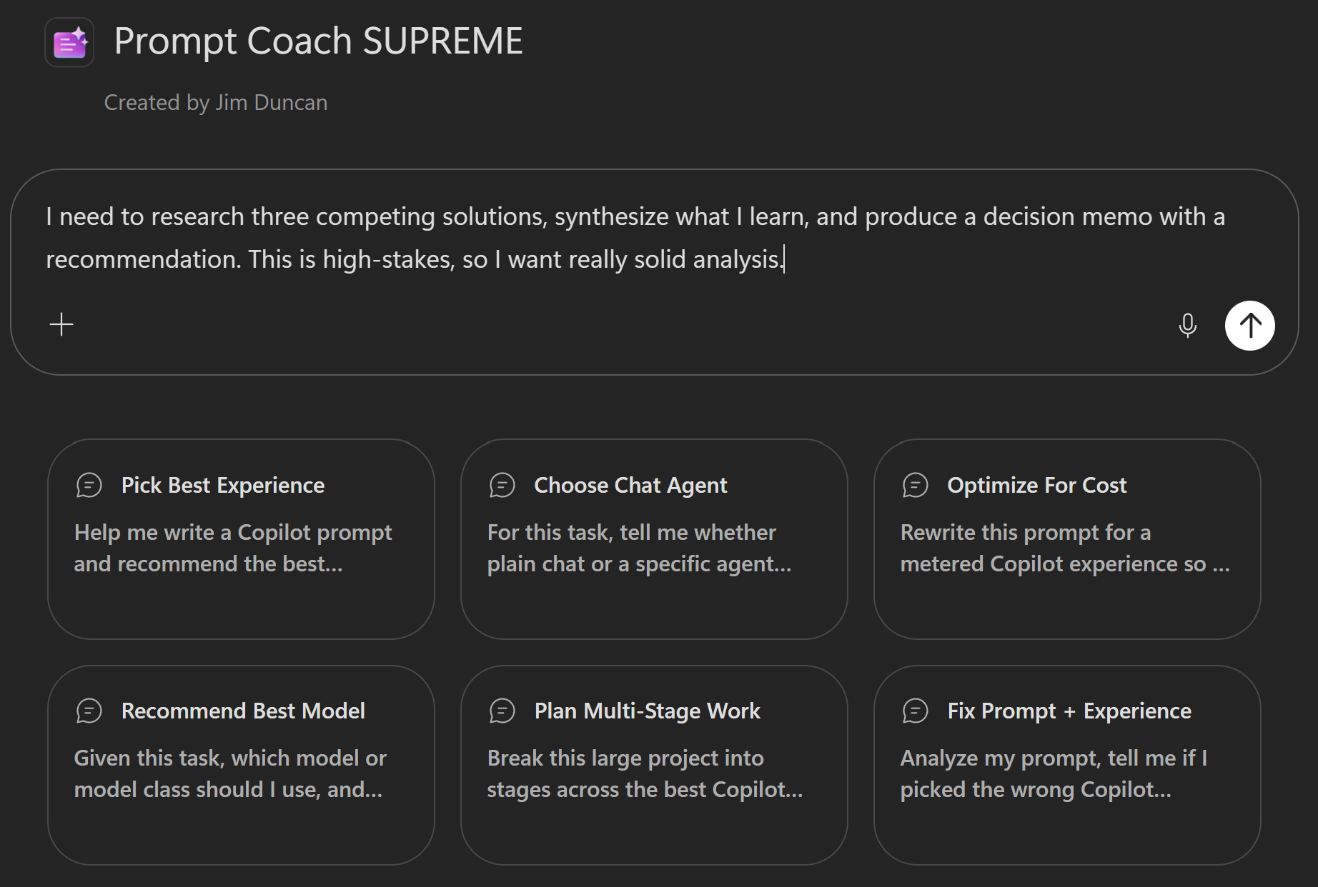 Prompt Coach SUPREME — Copilot Prompt Engineering & Experience Optimization Agent preview