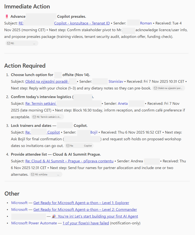 Prioritized Outlook Inbox Action Review