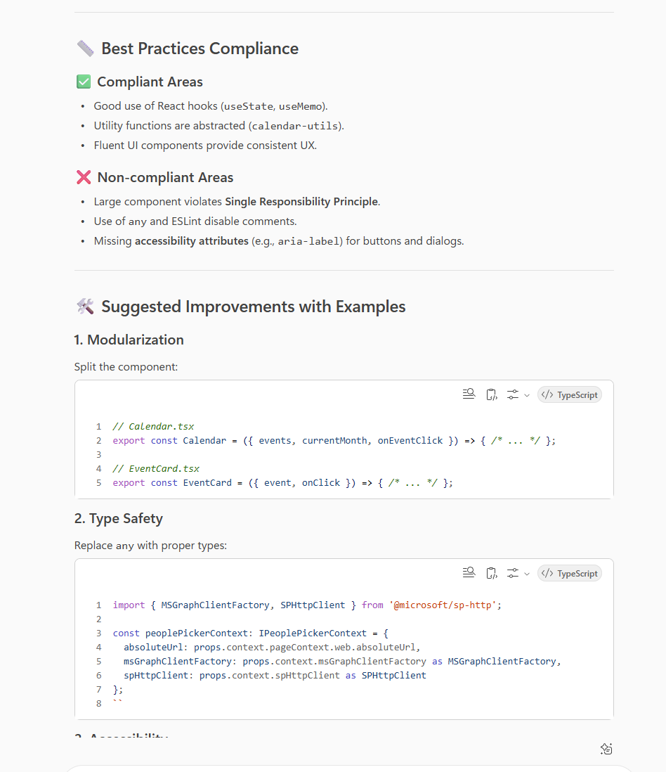 Demo of AI Code Review Feedback