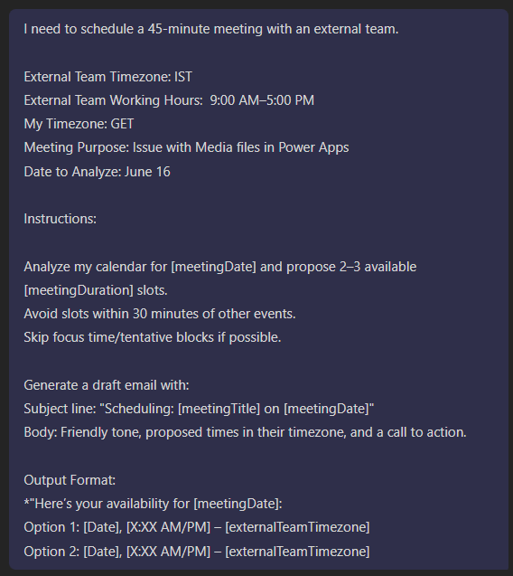 Meeting slot options interface