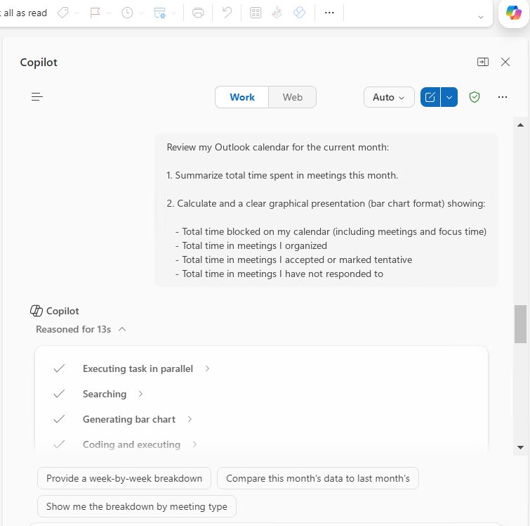 Outlook calendar analytics preview