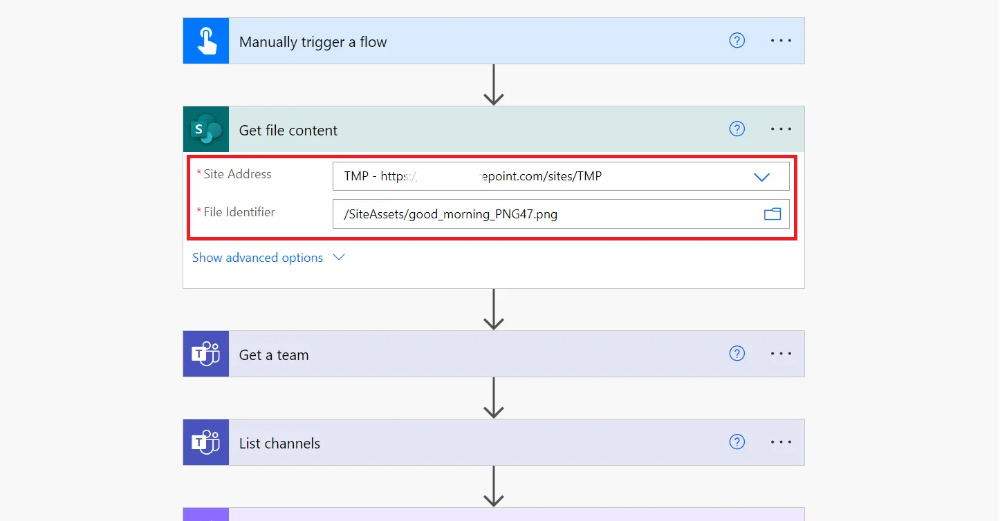 Configure Get file content action